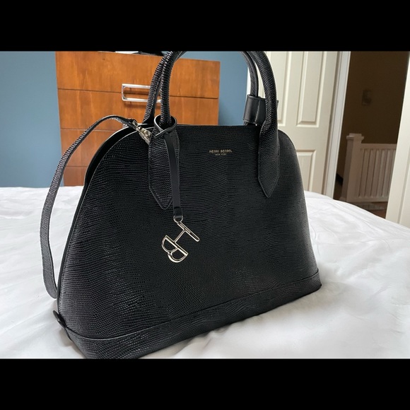 Henri Bendel // Miss Bendel Dome Satchel // Shiny Lizard // Black - Picture 10 of 10